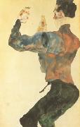 Egon Schiele Self-Portrait with Raised Arms,Back View (mk12) oil